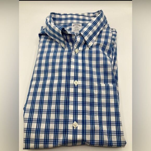 Brooks Brothers Men’s Regent Button Down Shirt Blue & White Check Sz XXL - Picture 2 of 12